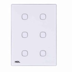 HDL KNX iTouch Series 6 Buttons Touch Panel US – White Faceplate & Silver Metal Frame